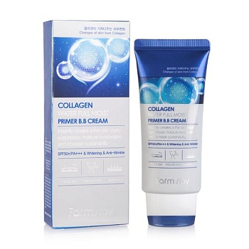 foto зволожувальний вв-крем для обличчя farmstay collagen water full moist premium b.b. cream, 50 мл