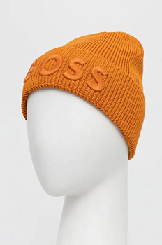 фото шапка з домішкою вовни boss boss casual колір помаранчевий з товстого трикотажу