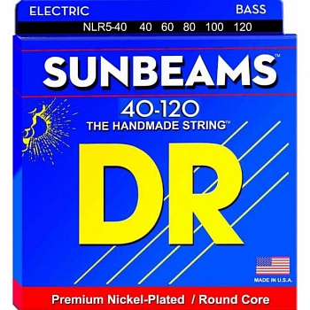 foto струны для бас-гитары dr nlr5-40 sunbeams nickel plated light bass 5 strings 40/120