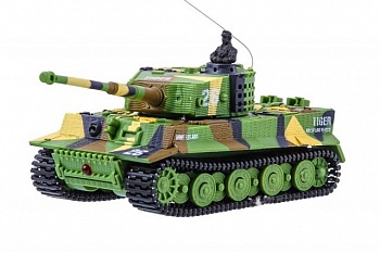 foto танк микро со звуком на радиоуправлении модель 1:72 tiger (хаки зеленый) 30151
