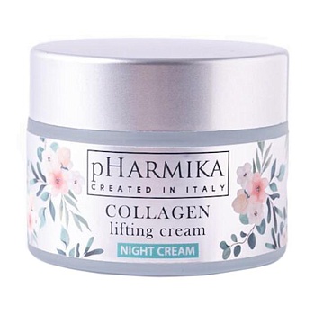 фото нічний крем для обличчя pharmika collagen lifting cream night, 50 мл