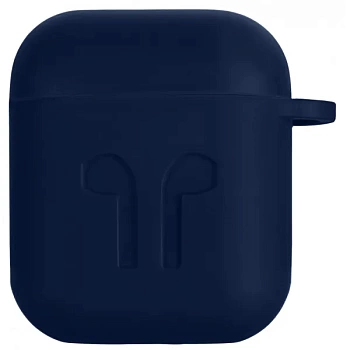 foto чохол для навушників 2e for apple airpods pure color silicone imprint 1.5mm navy (2e-air-pods-ibsi-1.5-nv)
