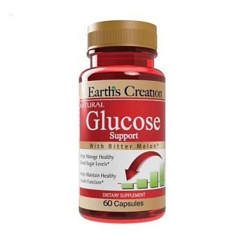 фото дієтична добавка в капсулах earth's creation glucose support підтримка глюкози, 60 шт