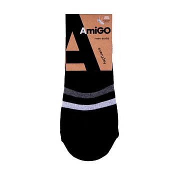 фото шкарпетки чоловічі amigo ss19 сліди, чорні з сірими смужками, розмір 29