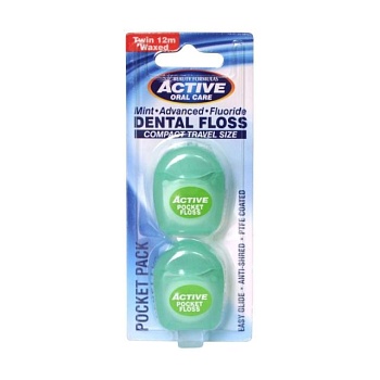 фото зубна нитка beauty formulas active oral care travel dental floss з м'ятою, 2*12 м