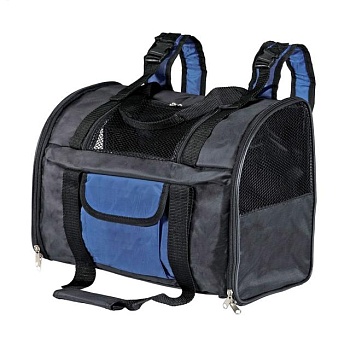 фото рюкзак-переноска для собак і кішок trixie tbag чорно-синя, 42*29*21 см, до 8 кг