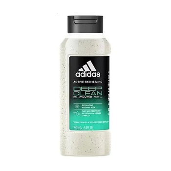 фото чоловічий гель для душу adidas deep clean shower gel з ефектом пілінгу, 250 мл