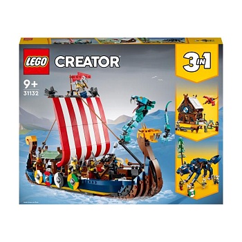 фото конструктор lego creator корабель вікінгів та мідгардський змій, 1192 деталей, від 9 років (31132)