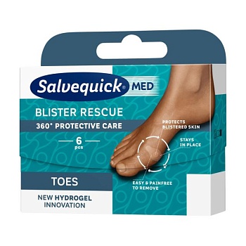 фото пластир для ніг salvequick med blister rescue toes, 6 шт