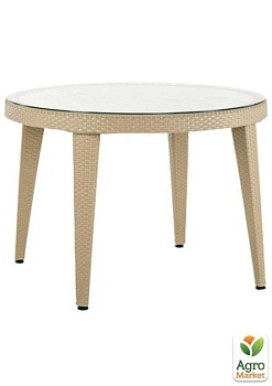 фото стіл tilia osaka d110 см стільниця зі скла, ніжки пластикові колір кави (10089)