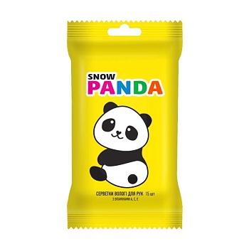 фото серветки вологі snow panda kids з вітамінами а, с, е, 15 шт