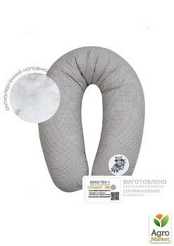 фото подушка для вагітних і годування papaella 30*190 горошок сірий