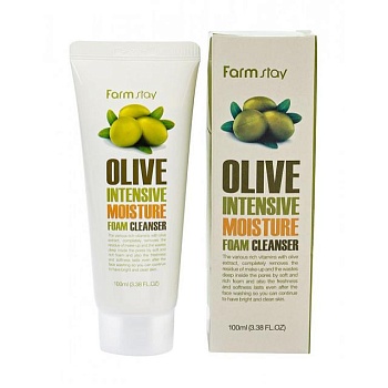 foto пінка для вмивання farmstay olive intensive moisture foam cleanser з екстрактом оливи, 100 мл