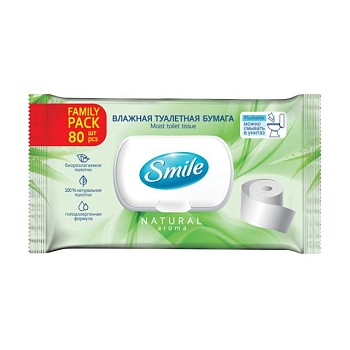 foto вологий туалетний папір smile family для дорослих, з клапаном, 80 шт