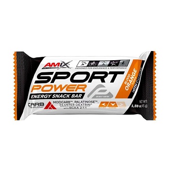 фото энергетический батончик amix nutrition sport power energy snack bar з кофеїном та червоним апельсином, 45 г