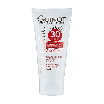 фото уцінка! сонцезахисний антивіковий крем для обличчя guinot age sun anti-ageing sun cream face spf 30, 50 мл