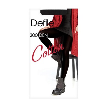 foto колготи жіночі defile comfort cotton 200 den, чорні, розмір 4