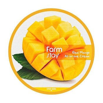 foto універсальний крем для обличчя і тіла farmstay real mango all-in-one cream з екстрактом манго, 300 мл