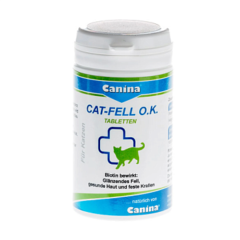 фото вітаміни для кішок в таблетках canina cat-fell o.k. біотин з мікроелементами, 100 шт