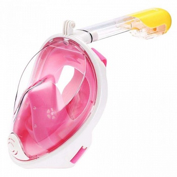 foto полнолицевая панорамная маска для плавания free breath (s/m) розовая с креплением для камеры