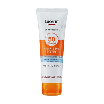 фото сонцезахисний крем eucerin sun protection sensitive protect sun cream, spf 50+, для нормальної та сухої шкіри, 50 мл