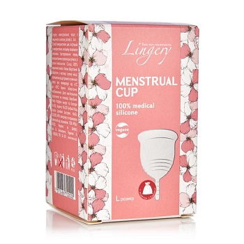 фото менструальна чаша lingery з медичного силікону, біла, розмір l, 1 шт