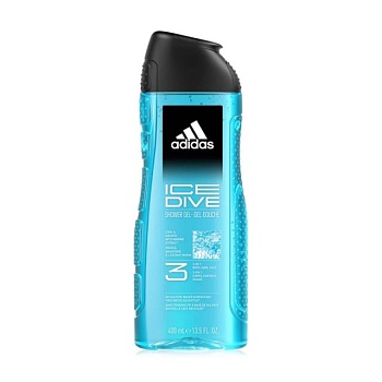 фото гель для тіла, волосся та обличчя adidas ice dive shower gel 3 in 1, чоловічий, 400 мл