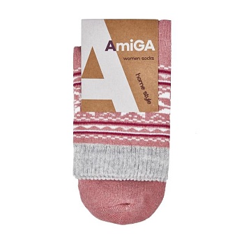 фото шкарпетки жіночі amigа махрові, зі сніжинкою рожеві, розмір 23-25