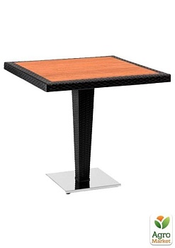 фото стіл tilia antares 80x80 см стільниця ироко, база нержавіюча сталь чорний (9944)