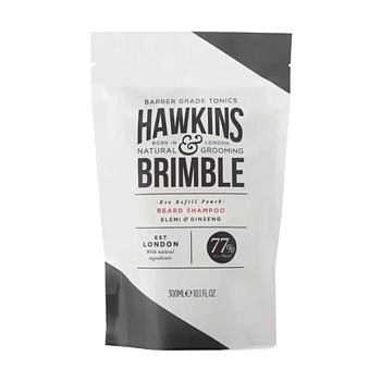 фото шампунь для бороди hawkins & brimble beard shampoo eco refill pouch, 300 мл (рефіл)