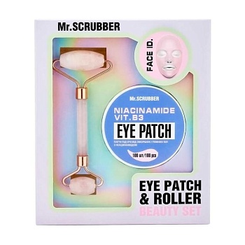 foto подарунковий набір mr. scrubber niacinamide vit. b3 eye patch&roller (патчі для шкіри навколо очей, 100 шт + ролер для масажу обличчя)