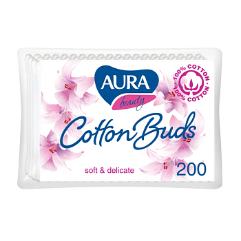 фото ватні палички aura beauty cotton buds, 200 шт