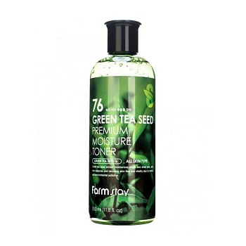 foto зволожувальний тонер для обличчя farmstay green tea seed premium moisture toner з насінням зеленого чаю, 350 мл