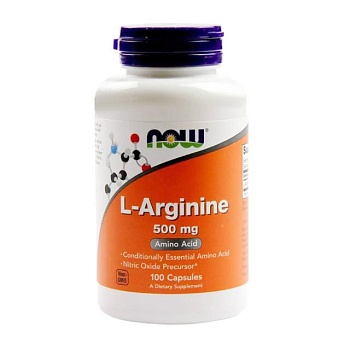 фото дієтична добавка в капсулах now foods l-arginine l-аргінін 500 мг, 100 шт