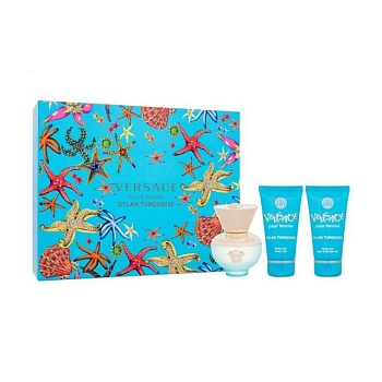 фото парфумований набір жіночий versace dylan turquoise pour femme gift set (туалетна вода, 50 мл + гель для тіла, 50 мл + гель для душу, 50 мл)