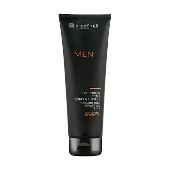 foto чоловічий гель-душ для тіла та волосся 2 в 1 academie men hair and body shower gel 2 in 1, 250 мл