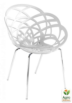 фото крісло papatya flora-ml матове біле сидіння, ніжки хром (2951)