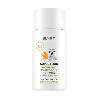 фото сонцезахисний суперфлюїд для обличчя babe laboratorios super fluid spf 50 для всіх типів шкіри, з матувальним ефектом, 50 мл