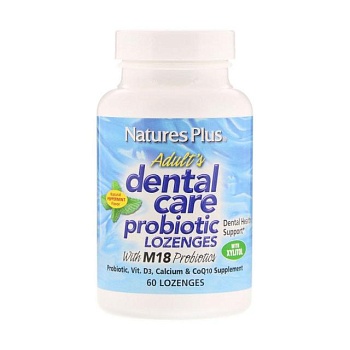 foto харчова добавка пробіотик в таблетках для розсмоктування naturesplus adult's dental care probiotic lozenges для здоров'я зубів, 60 шт
