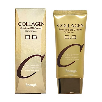фото зволожувальний bb-крем для обличчя enough collagen moisture bb cream spf47 pa +++ з колагеном, 50 г