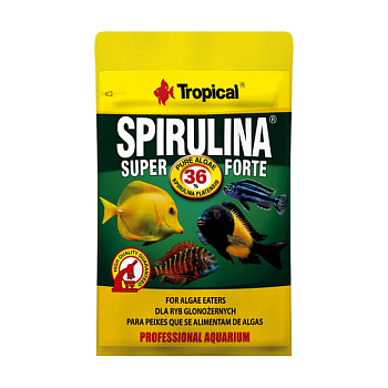 фото корм для травоїдних акваріумних риб tropical super spirulina forte зі спіруліною, 12 г