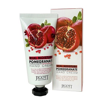 фото крем для рук jigott real moisture pomegranate hand cream з екстрактом граната, 100 мл