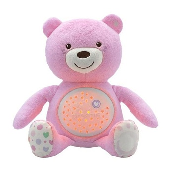 foto дитяча музична іграшка-проєктор chicco ведмедик, рожева, 0+, 14*36.5*30 см (08015.10)