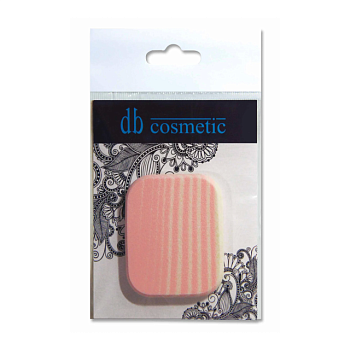 фото спонж для макіяжу db cosmetic рожевий прямокутник в смужку 987, 1 шт
