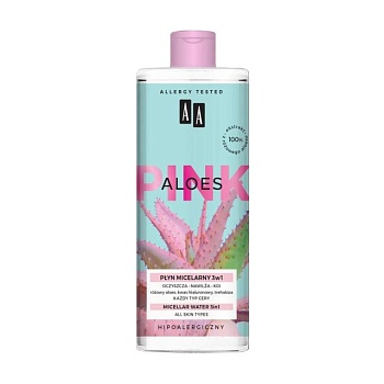 фото міцелярна вода aa aloes pink 3-in-1 micellar water для всіх типів шкіри, 400 мл