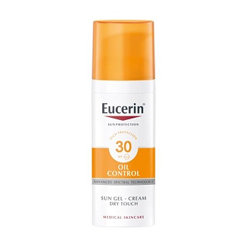 фото сонцезахисний гель-крем для обличчя eucerin oil control spf 30 для жирної та схильної до акне шкіри, 50 мл
