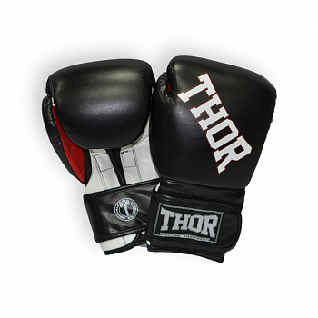 foto перчатки боксерские thor ring star 12oz кожа черно-бело-красные