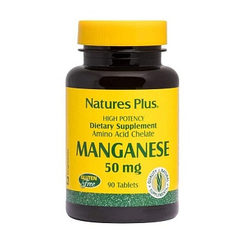 foto харчова добавка мінерали в таблетках naturesplus manganese марганець 50 мг, 90 шт