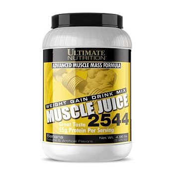фото дієтична добавка гейнер в порошку ultimate nutrition muscle juice 2544 банан, 2.25 кг