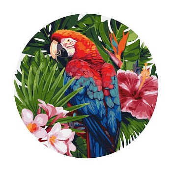 фото картина за номерами ідейка яскравий папуга, 39 см (kho-r1004)
